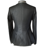 Shiney black riding jacket with silver leather accents