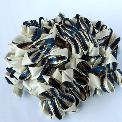 Gallery Equine and show stoppers bowdee navy and ivory with gold stripe