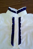 Gallery Equine Show Stoppers Ruffle bib white with blue frill