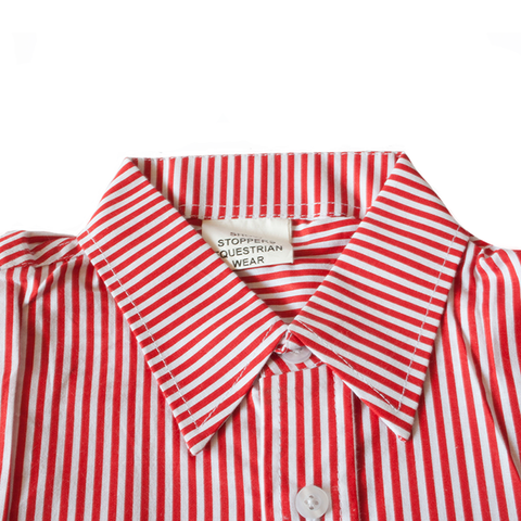 Red and white striped show shirt - matching collar