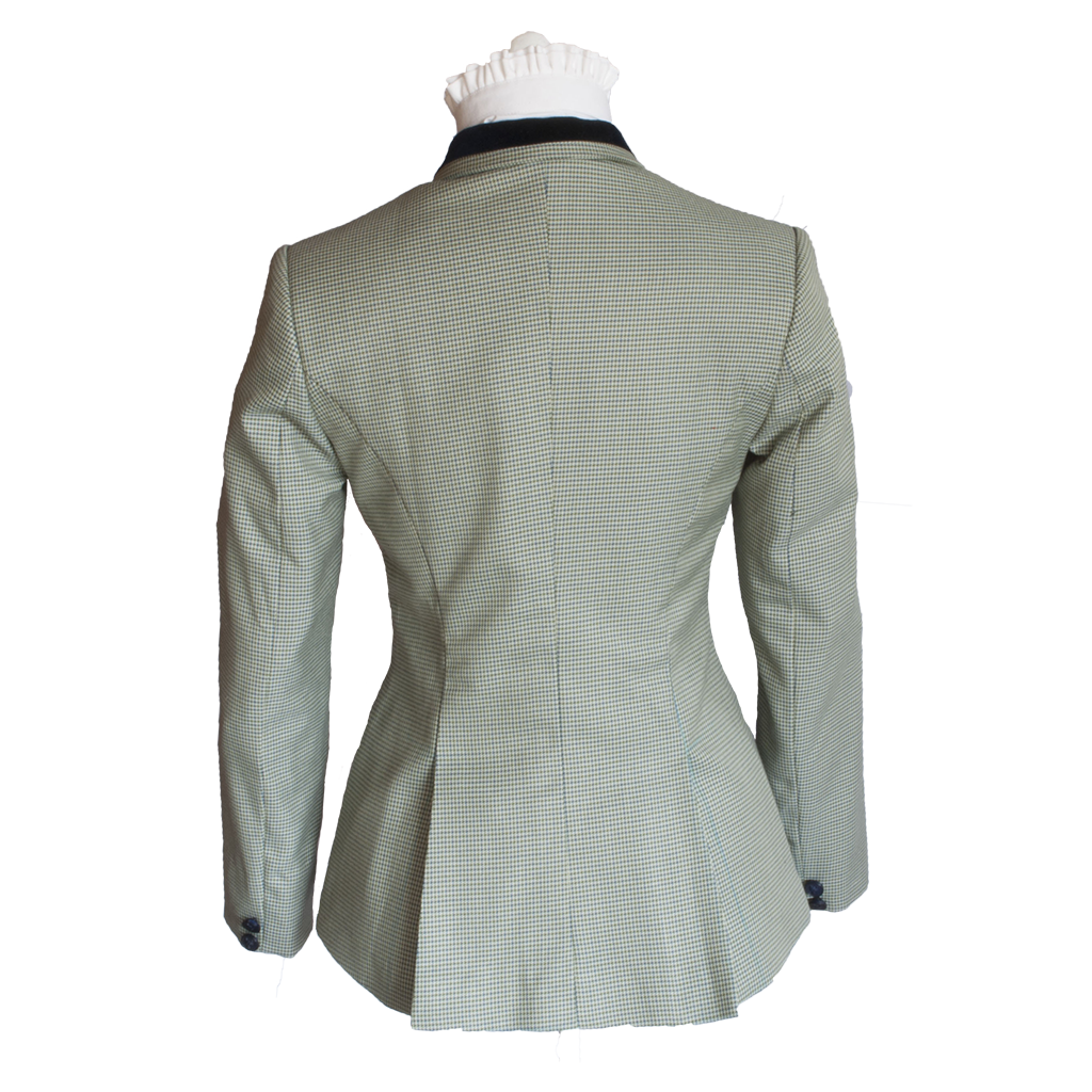 Olive puppytooth riding jacket with navy velvet collar – Gallery equine ...
