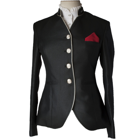 Shiney black riding jacket with silver leather accents